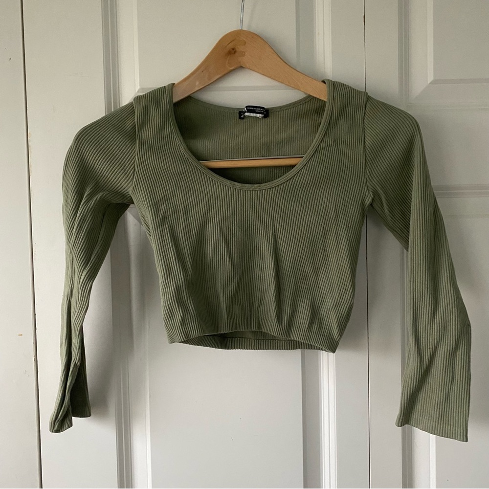 Zara Green Ribbed Crop Top